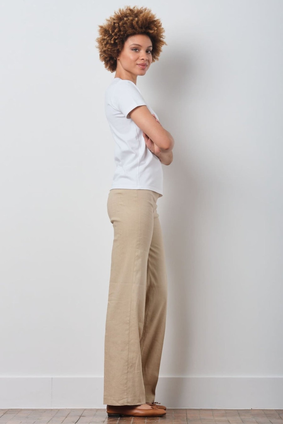 Pants | AVENUE MONTAIGNE Flavia Linen Khaki