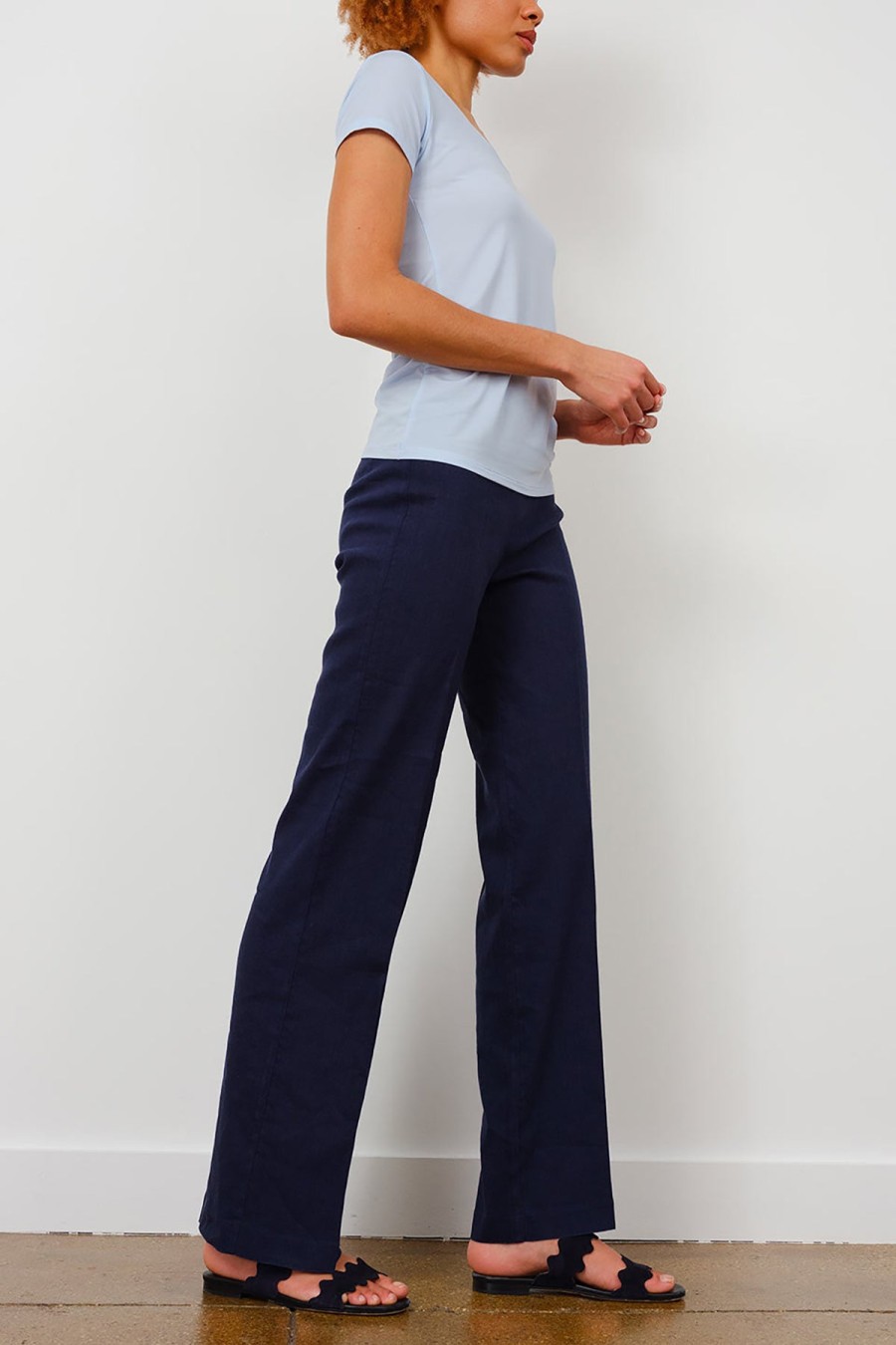 Pants | AVENUE MONTAIGNE Flavia Linen Navy