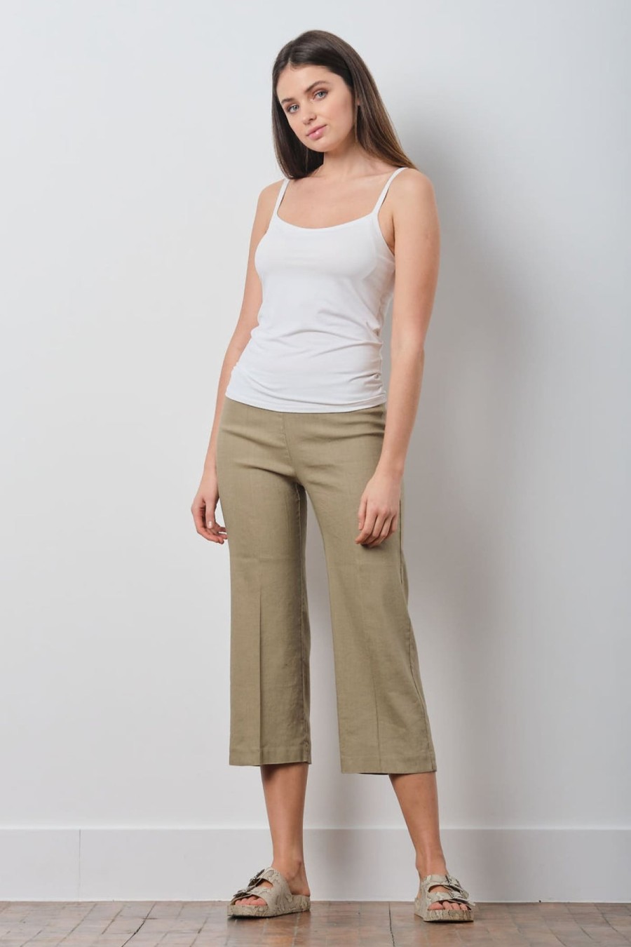 Pants | AVENUE MONTAIGNE Alex Linen Khaki