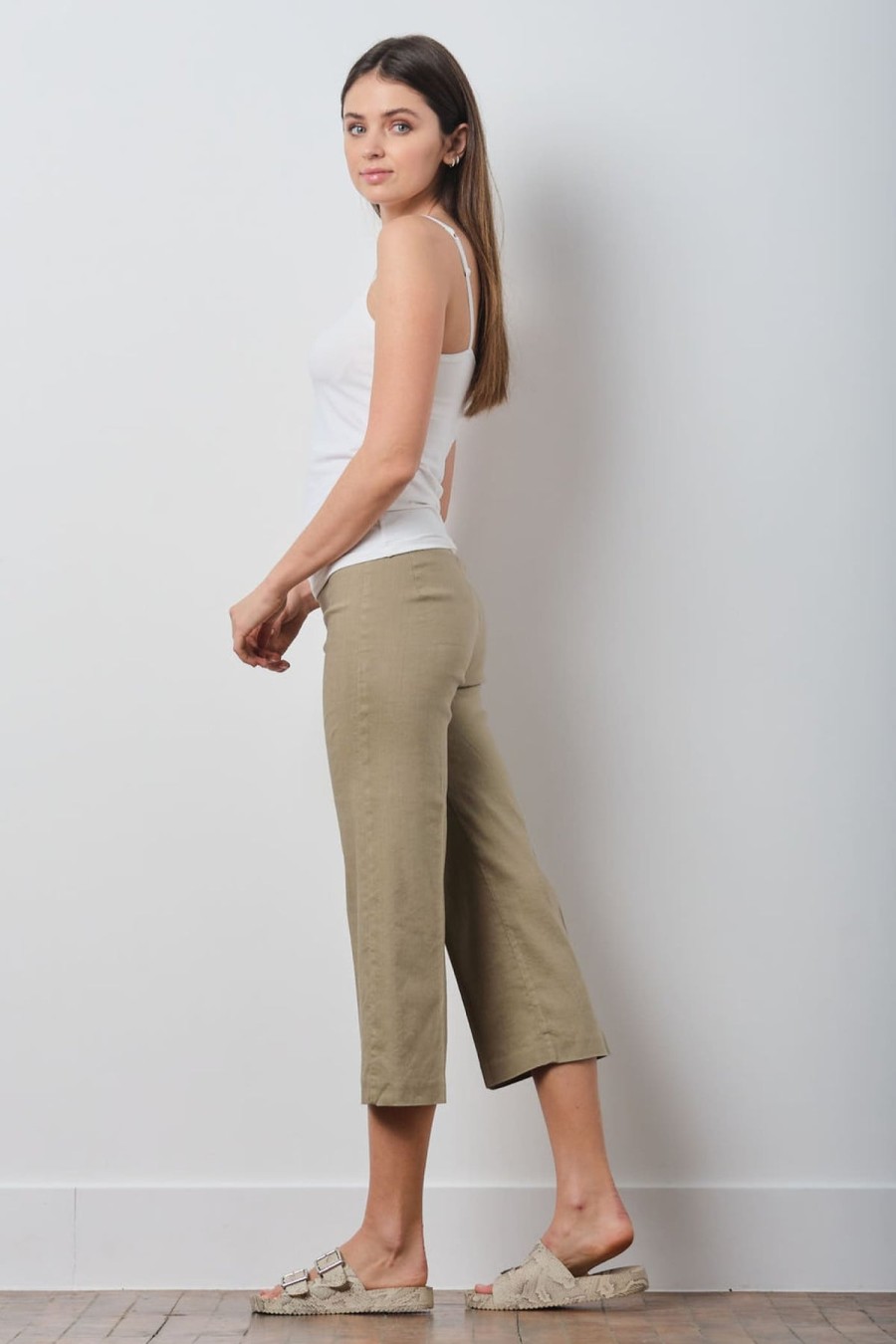 Pants | AVENUE MONTAIGNE Alex Linen Khaki