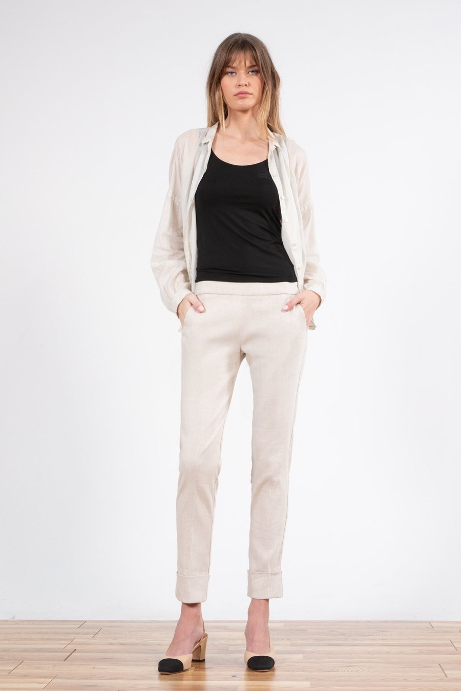 Pants | AVENUE MONTAIGNE Ben Linen Oatmeal