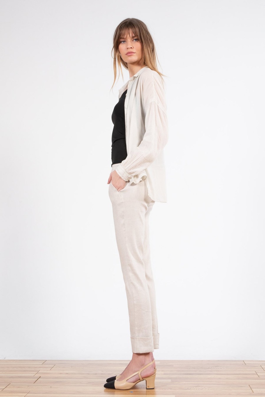 Pants | AVENUE MONTAIGNE Ben Linen Oatmeal