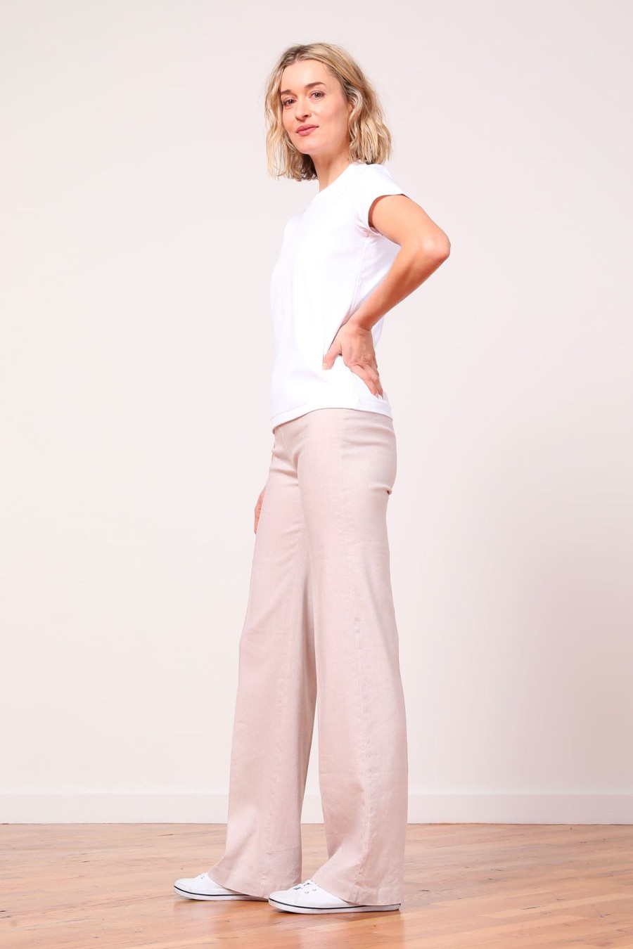 Pants | AVENUE MONTAIGNE Flavia Linen Oatmeal