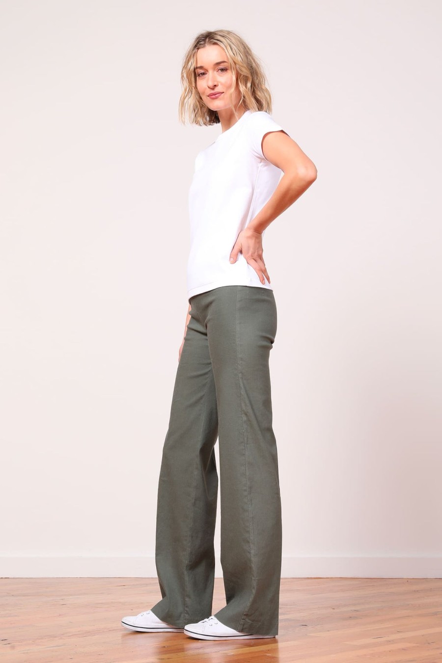 Pants | AVENUE MONTAIGNE Flavia Linen Olive Green