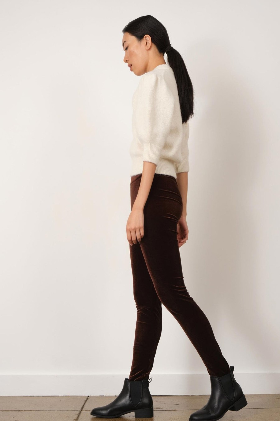 Pants | AVENUE MONTAIGNE Pull On Skinny Velvet Brown